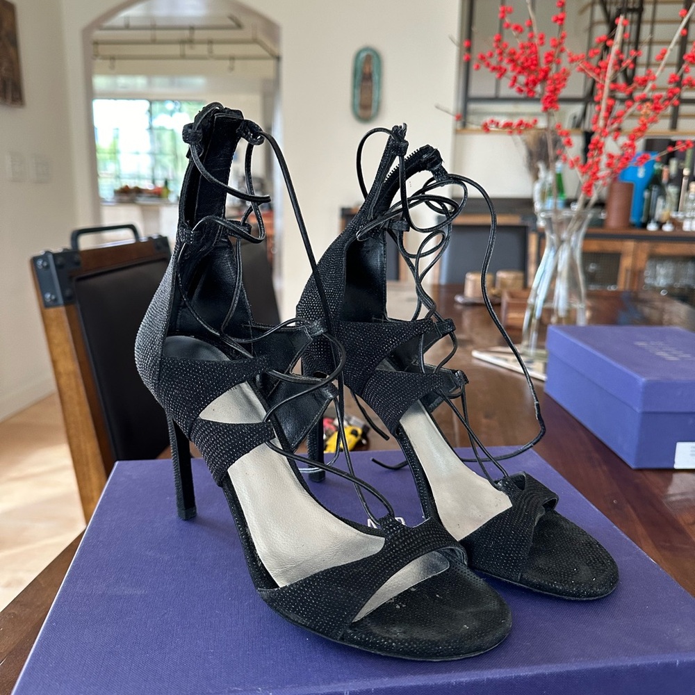 Stuart Weitzman Black Strappy Sandals